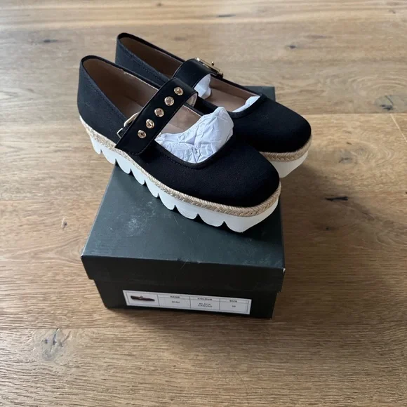 Anthropologie Black Platform Shoes with White Soles - Picture 4 of 4